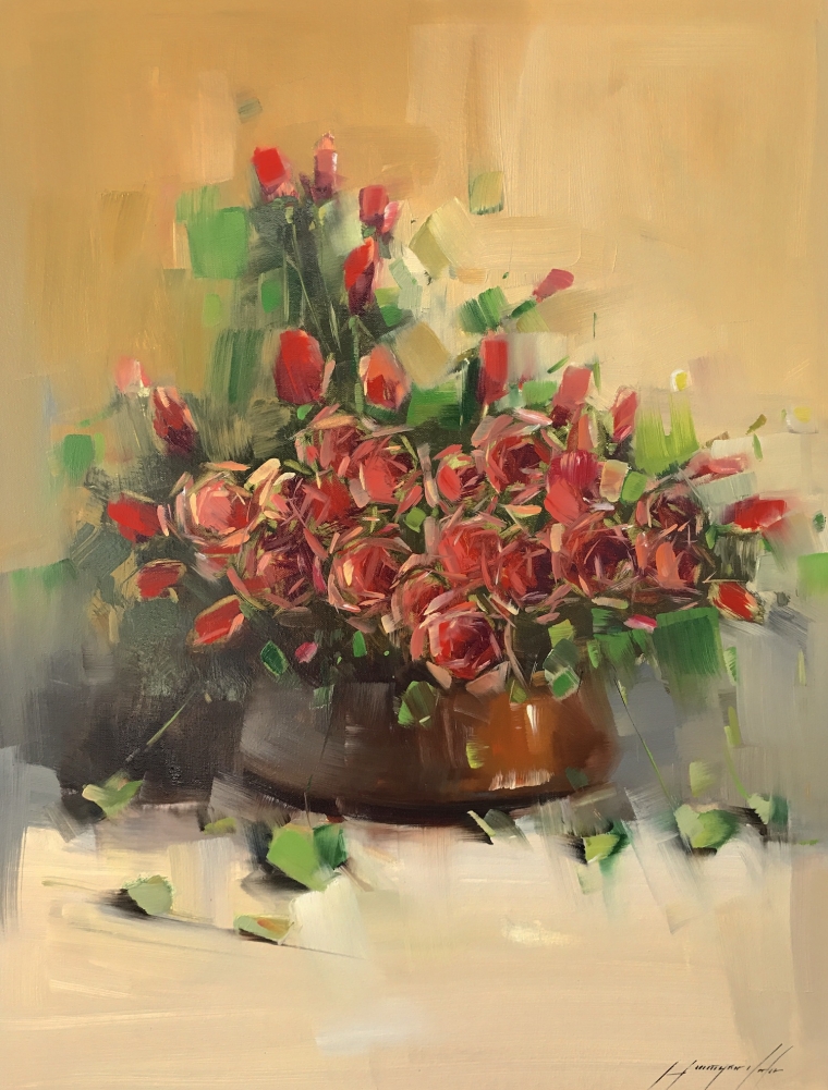 Vase of Roses, Oil Painting, Handmade artwork, One of a Kind        